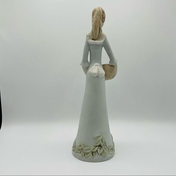 Vintage Royal Dux Bohemia Lady with Basket Tall Bisque Porcelain Figurine - Picture 4 of 7